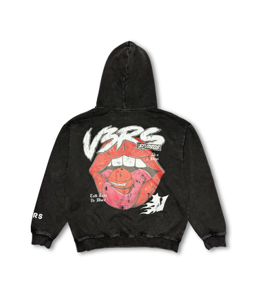 Worldwide Lips Hoodie - Washed Black - V3RS