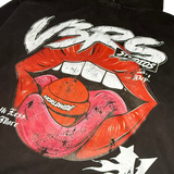 Worldwide Lips Hoodie - Washed Black - V3RS