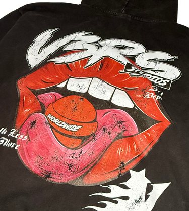Worldwide Lips Hoodie - Washed Black - V3RS