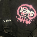 Skull Graffiti Hoodie - Washed Black - V3RS