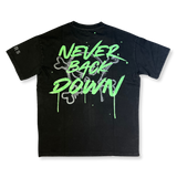 LIGHTSABER GREEN - Never. Back. Down - Distressed T-Shirt - V3RS