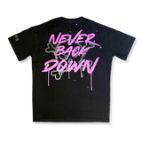 CANDY PINK - Never. Back. Down - Distressed T-Shirt - V3RS