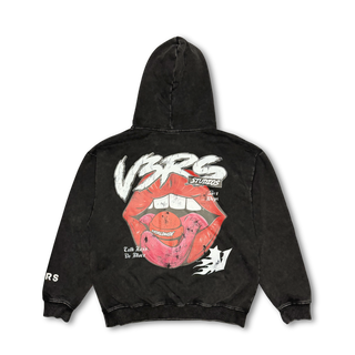 Worldwide Lips Hoodie - Washed Black - V3RS