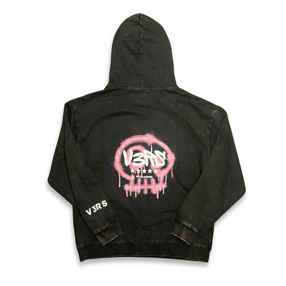 Skull Graffiti Hoodie - Washed Black - V3RS