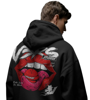 Worldwide Lips Hoodie - Washed Black
