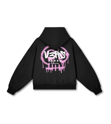 Skull Graffiti Hoodie - Washed Black