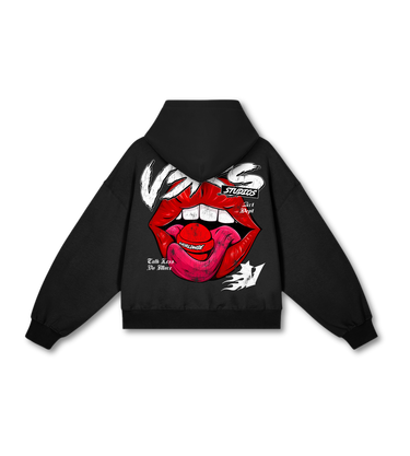 Worldwide Lips Hoodie - Washed Black