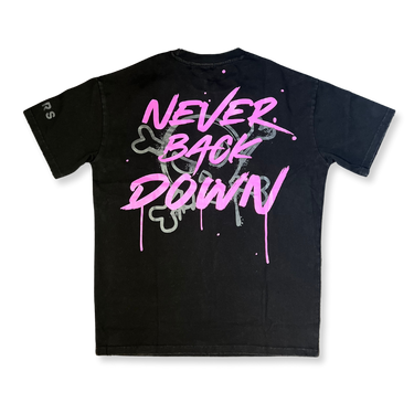 CANDY PINK - Never. Back. Down - Distressed T-Shirt - V3RS