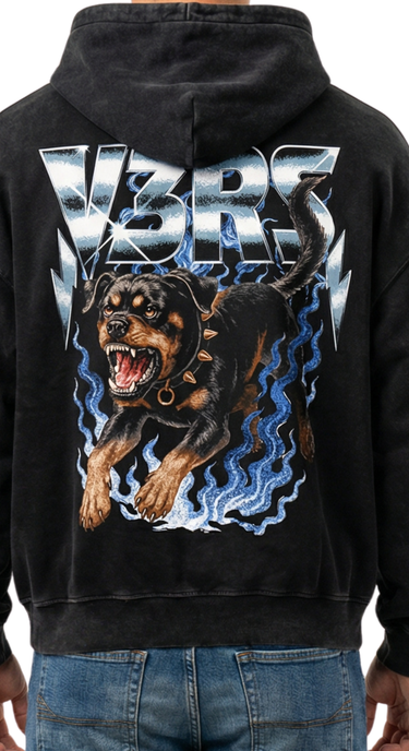 Vintage Rottweiler - Hoodie (Washed Black)