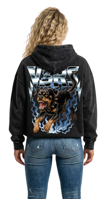 Vintage Rottweiler - Hoodie (Washed Black)