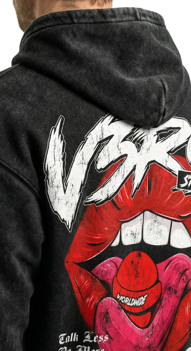 Worldwide Lips Hoodie - Washed Black