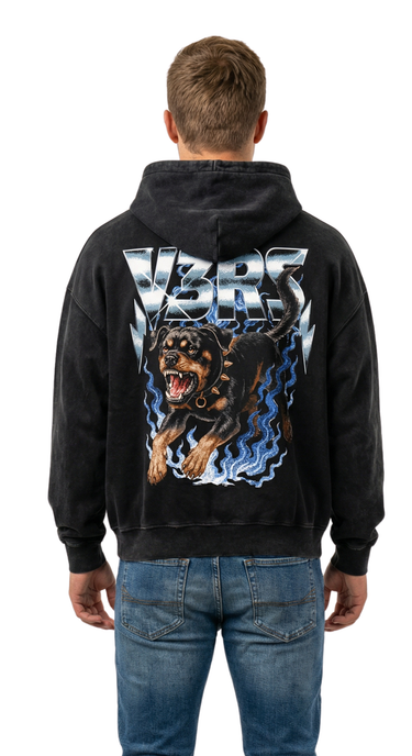 Vintage Rottweiler - Hoodie (Washed Black)