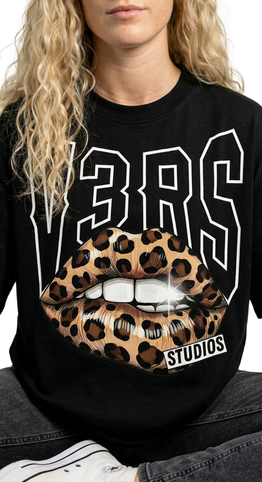 Leopard Lips - T-Shirt (Black)
